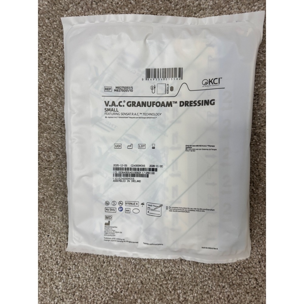 KCI V.A.C. Granufoam Small Dressing Kit SENSAT.R.A.C. M8275051/10 New Sealed